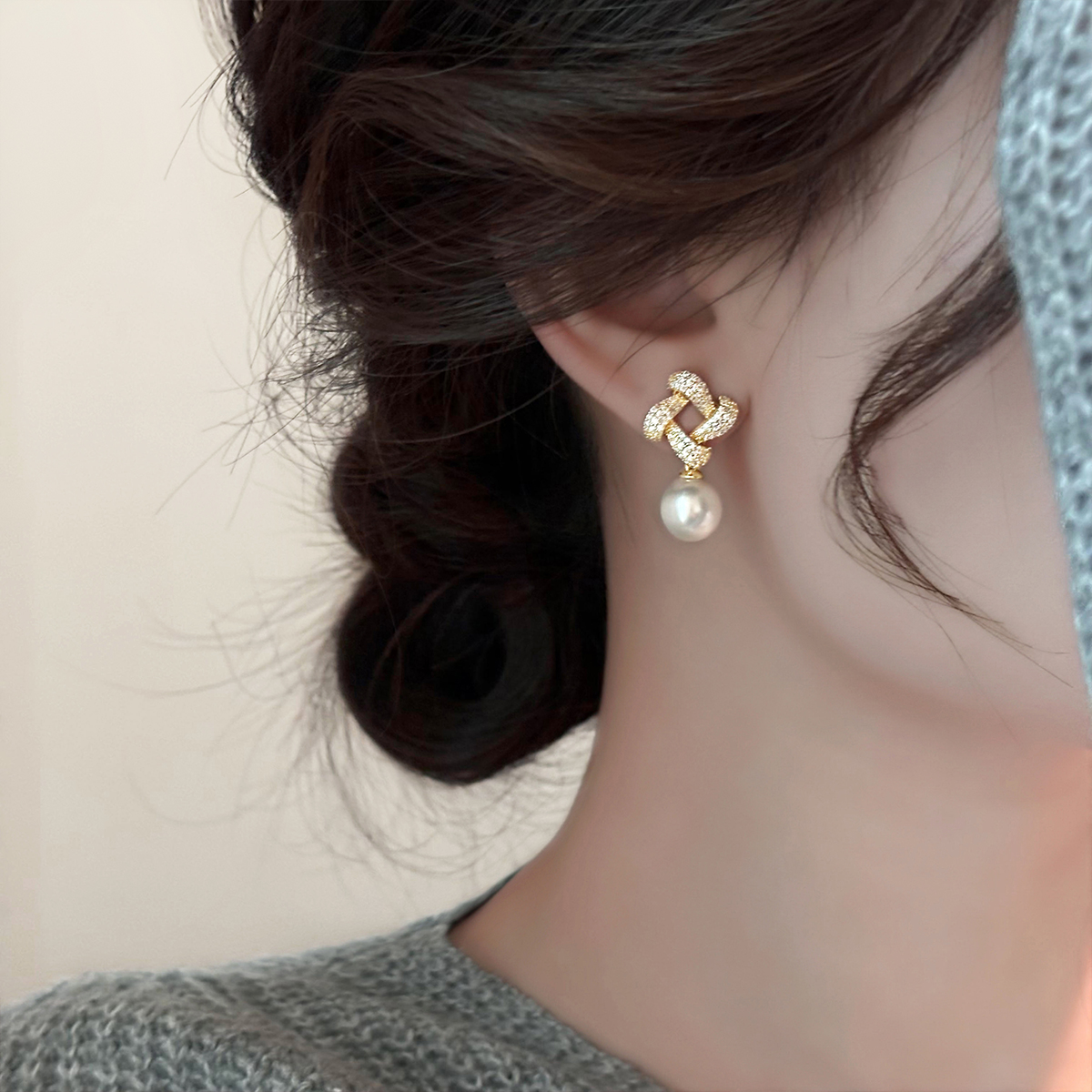 气质小众方形珍珠耳坠女耳环高级感轻奢小众耳饰2025新款爆款耳钉