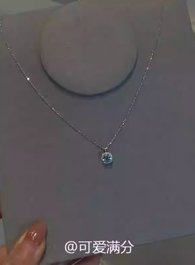 蓝色小方糖吊坠项链女高级感轻奢小众百搭气质锁骨链2025新款颈链