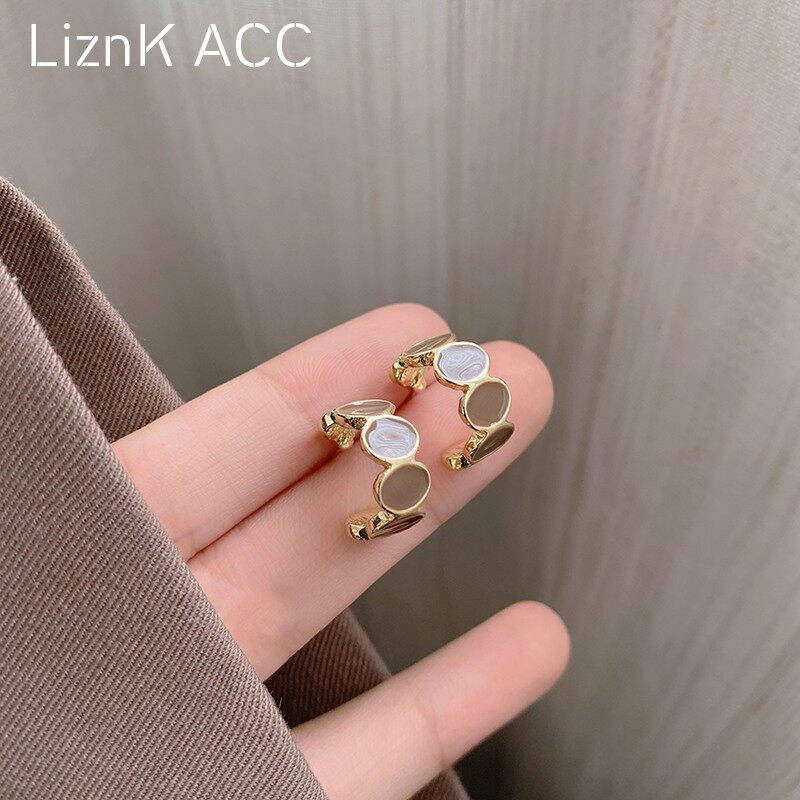 法式复古美拉德咖色耳环女个性百搭气质简约C形耳钉耳圈网红耳饰