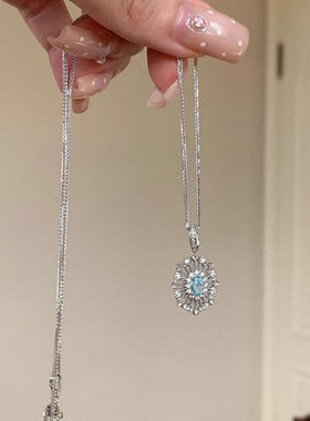 赛里木湖复古清冷蓝色鸽子新款项链布契风高级爆闪时尚气质锁骨