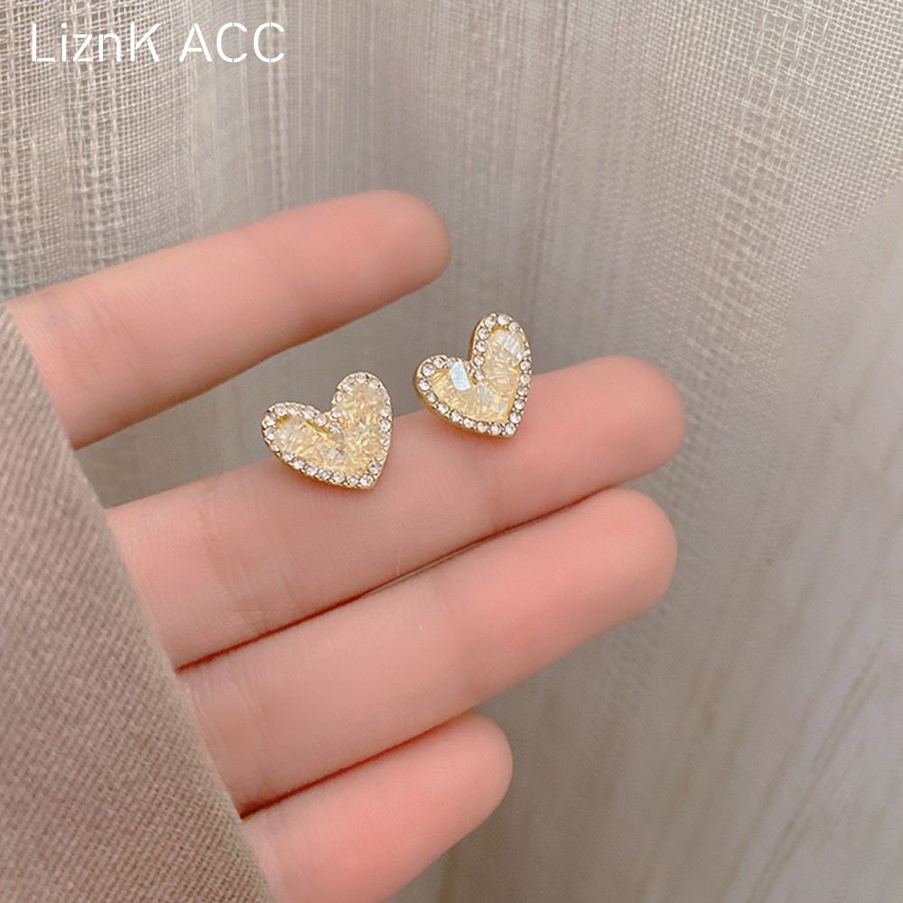 气质满钻水晶爱心耳钉2024新款爆款耳环女小众设计感高级耳饰