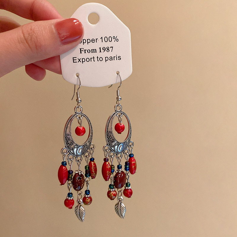 「异域少女」新中式国风耳环女古风民族风流苏复古旗袍汉服耳饰潮