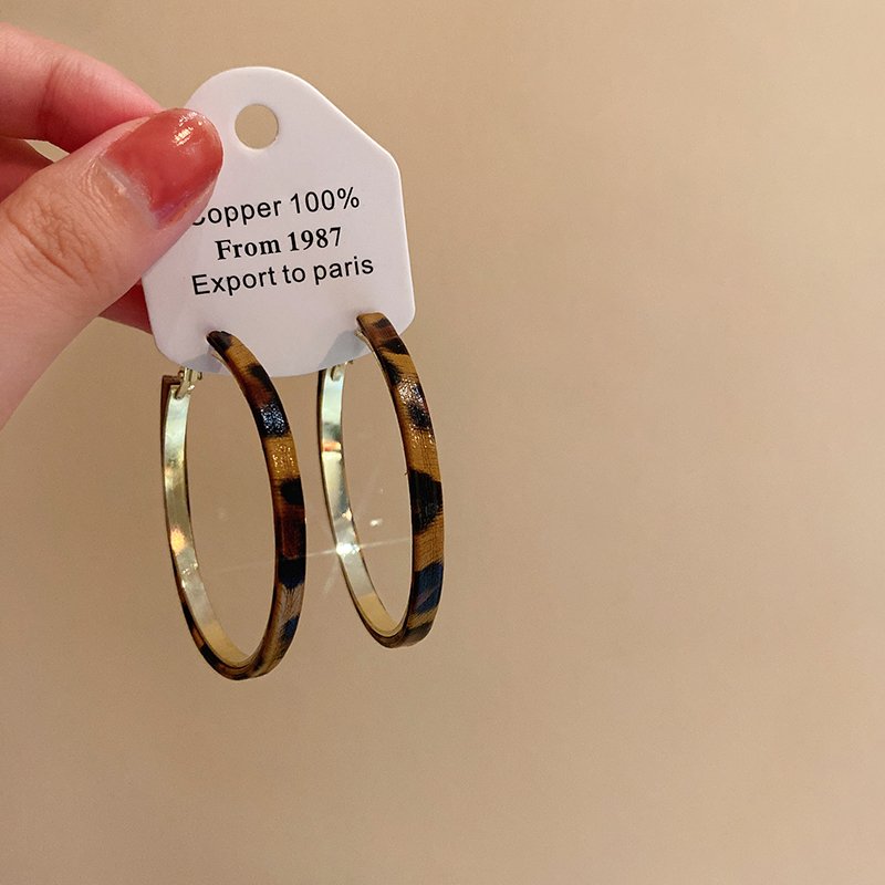 方圆脸天菜~复古豹纹大圈圈耳环2025新款爆款高级感独特夸张耳钉