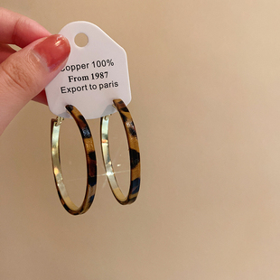 方圆脸天菜~复古豹纹大圈圈耳环2025新款爆款高级感独特夸张耳钉