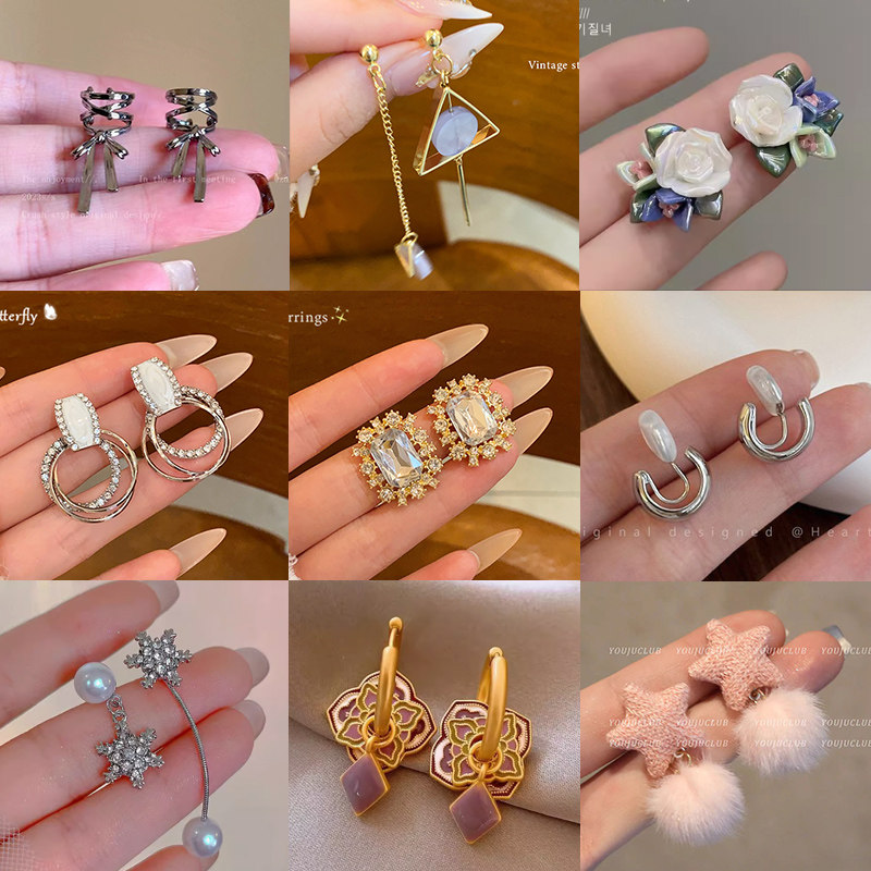 2025年新款爆款时尚设计清仓耳环轻奢精致锆石百搭高级耳饰耳圈