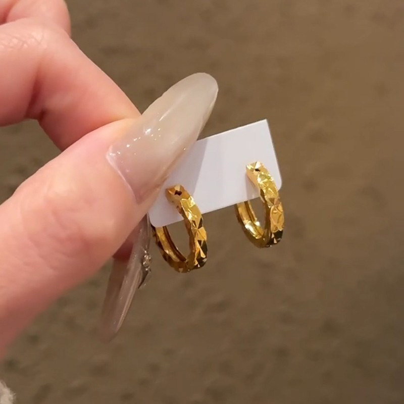 金色碎冰冰耳环2025新款爆款高级感耳扣小众气质精致金闪闪耳圈