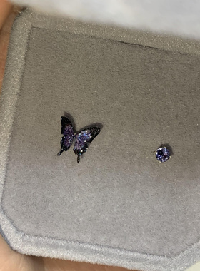 永夜紫色蝴蝶甜酷风耳钉女耳骨钉小巧迷你耳环2025年新款爆款耳饰