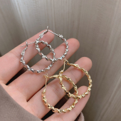 银色圆圈耳女2024新款 银色耳扣轻奢高级感夸张耳圈方圆脸耳饰 爆款