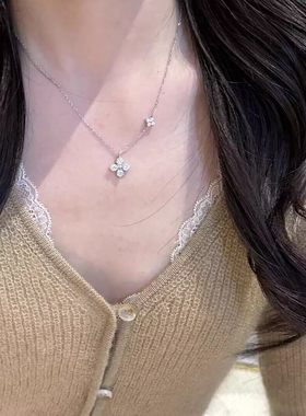 2026新品双生四叶草项链女轻奢小众设计感锁骨链时尚潮流精致礼物
