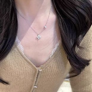 2026新品双生四叶草项链女轻奢小众设计感锁骨链时尚潮流精致礼物