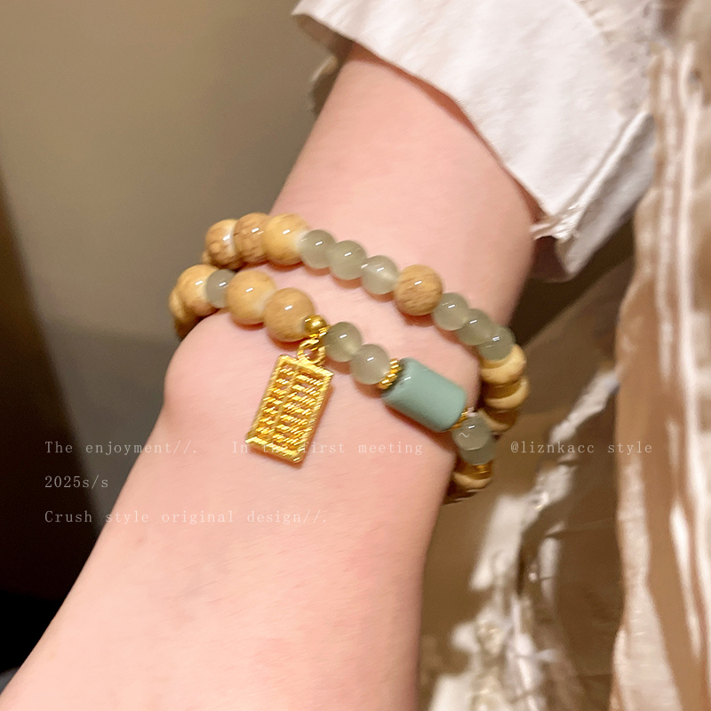 原创小众设计新中式清冷禅意招财双层叠戴手串串珠精致高级感手链