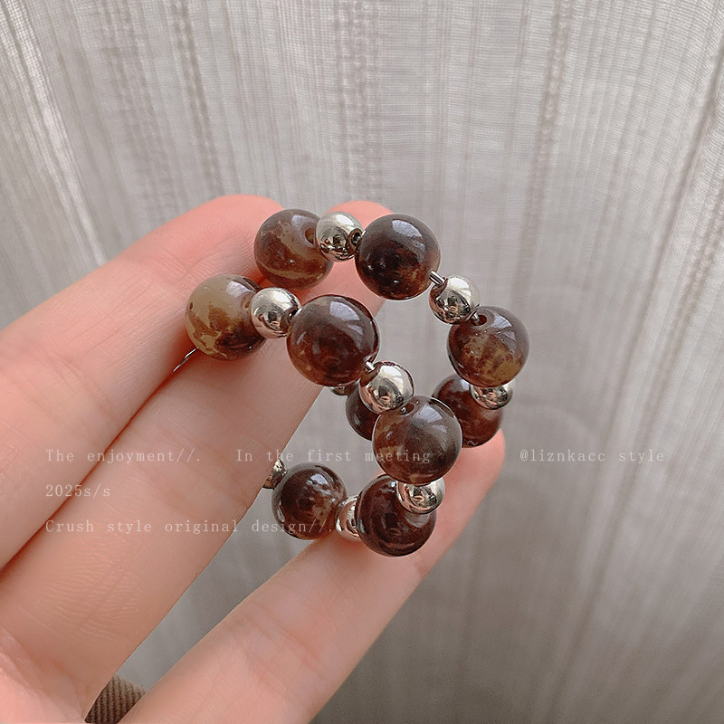 咖色C型耳环女独特绝美2025耳饰轻奢高级感精致美拉德耳钉女耳饰