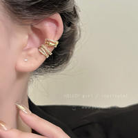 Cold style multi-layer zircon ear bone clips, light luxury and high-end earrings, a new 2024 bestseller without ear piercings thumbnail 2