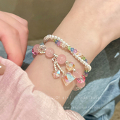 多巴胺彩色串珠蝴蝶手链女2026年新款 高颜值学生党叠戴手串配饰