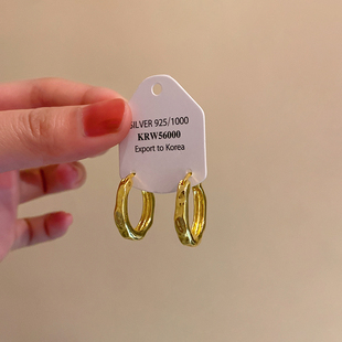 复古港风金属素圈耳环女2025新款爆款耳饰轻奢高级感气质通勤耳圈