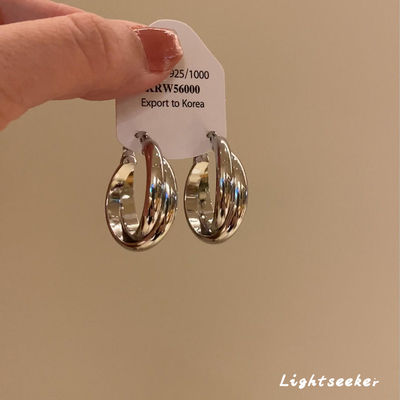 金属感交叉双环几何耳环2025新款爆款小众独特耳圈耳扣轻奢高级感