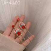 红色京剧脸谱耳环2020年新款 潮高级感长款 网红流苏耳饰