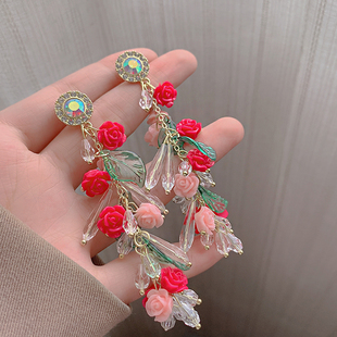 循春花舞 早春氛圍感串珠流蘇花朵耳釘女海邊度假耳環(huán)小眾飾品