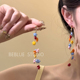 多彩繆斯 夏天彩色多巴胺星星流苏耳环女小众设计感甜美耳饰耳夹