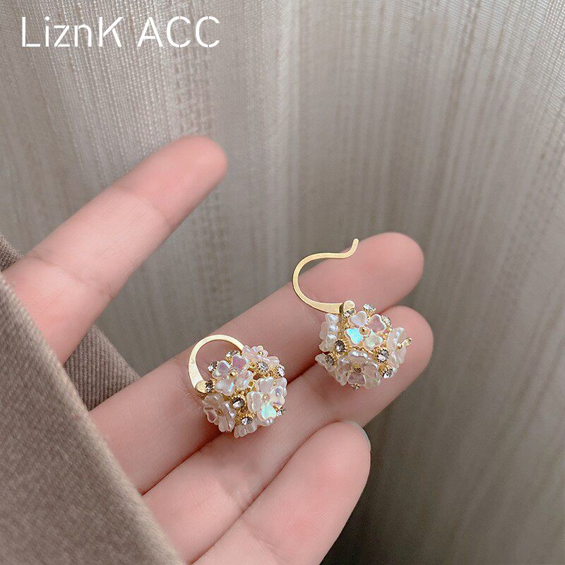 小香风多瓣花朵小清新耳环2023年新款潮少女心温柔百搭耳钉