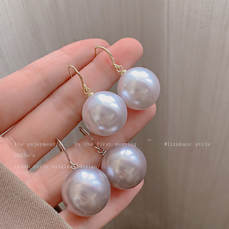 大珍珠耳坠女高级感轻奢适合夏天的耳环2025新款耳钉白色耳饰配饰
