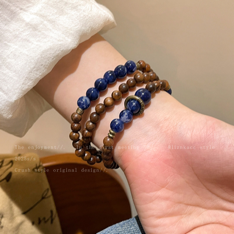 【一檀金月】新中式复古檀木串珠项链民族风文艺百搭小众时尚手串