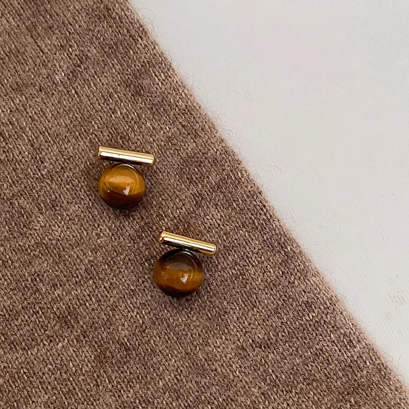 几何一字美拉德色系耳钉秋冬高级感耳环女2025年新款简约个性耳饰