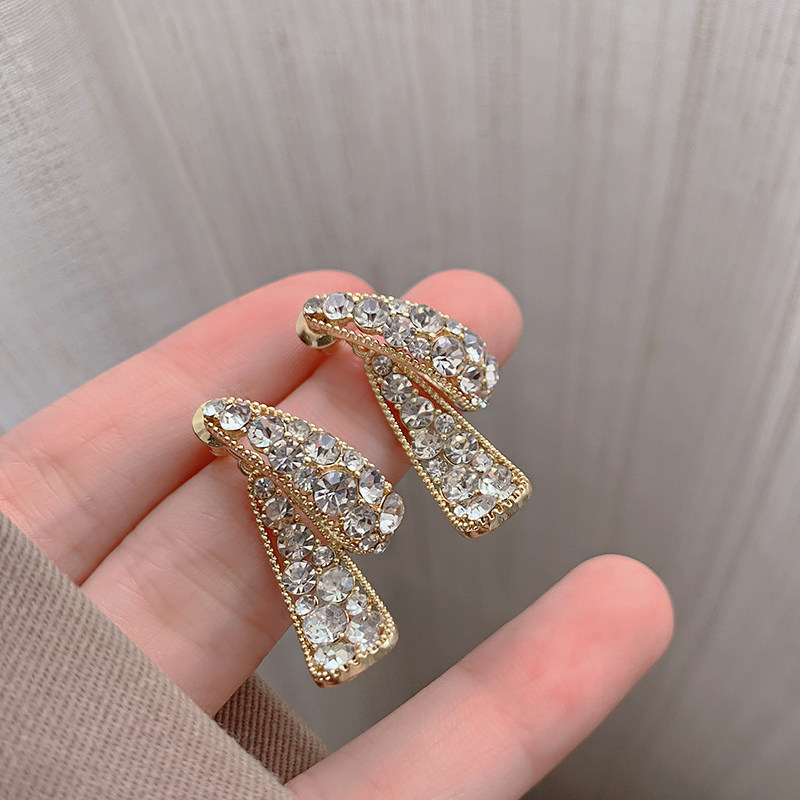 韩系超闪满钻水滴形耳环轻奢高级感一款两戴耳钉2025新款气质耳饰