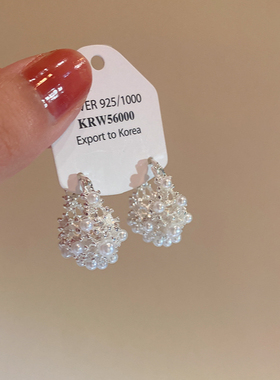 超仙甜美珍珠镂空花篮耳环女时尚气质高级感个性精致百搭耳扣耳饰