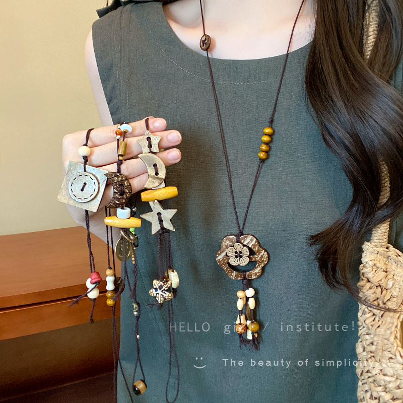 2025新款爆款长款甜美挂脖夏日多巴胺蘑菇串珠项链女款卫衣链配饰