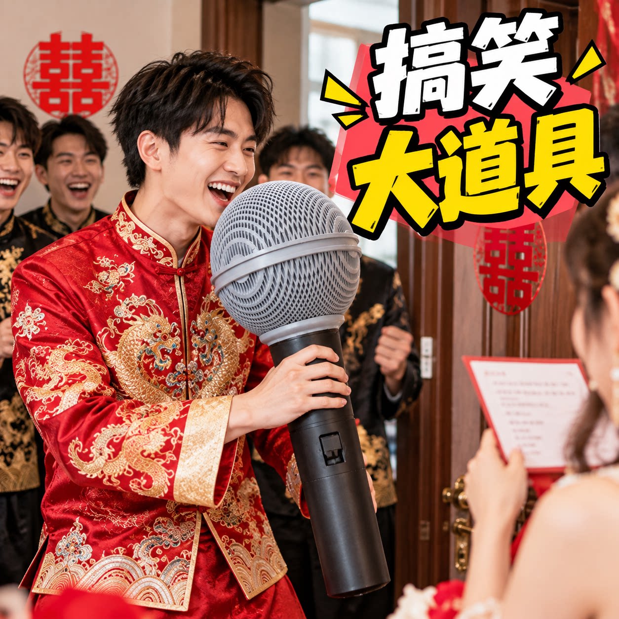 巨型麦克风酒吧网红打卡音乐主题景观摆件婚礼搞笑有趣超巨大话筒