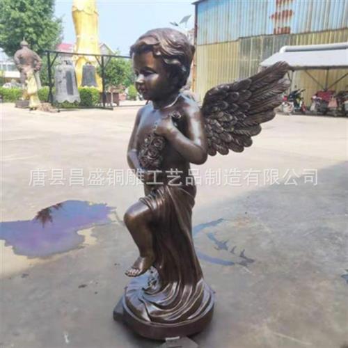 大型西洋景观人物铸铜雕塑小天使铜像欧式园林景观摆件图片