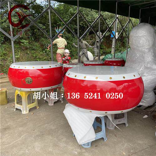 中国民族鼓文化玻璃钢大鼓战鼓龙鼓模型雕塑春节节庆活动道具制作