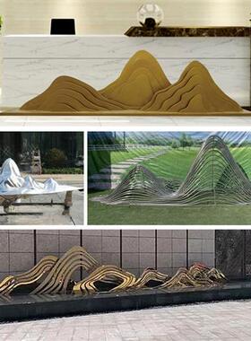 不锈钢雕塑定制假山镂空金属山售楼处背景墙景观山钢管切片山现货