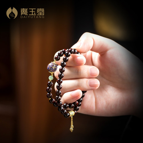 大漆佛珠小叶紫檀双圈手串盘玩