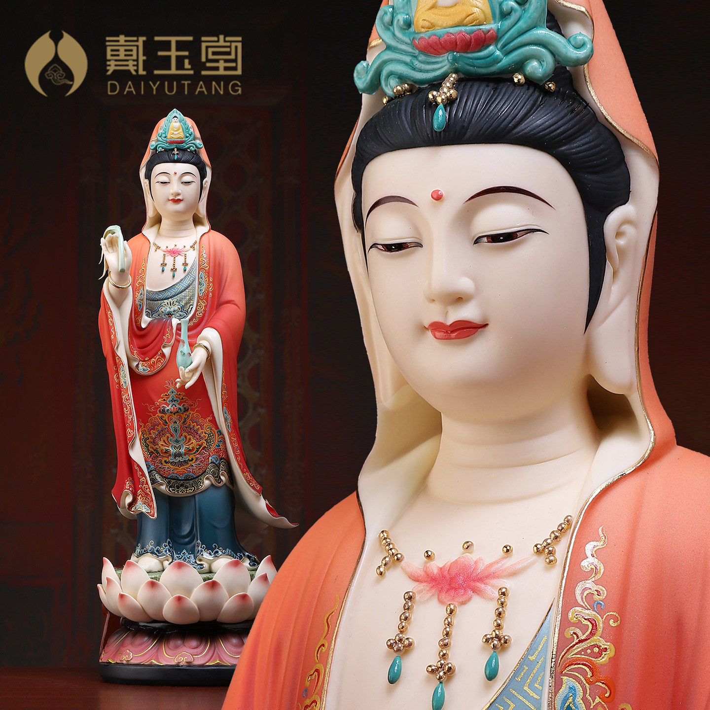 陶瓷观音菩萨站像摆件客厅供奉