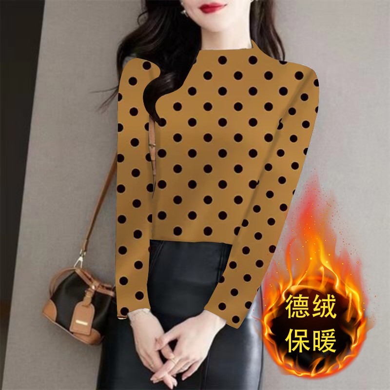 外贸孤品-双面德绒t恤大码胖MM潮流百搭保暖减龄外穿长袖打底衫女