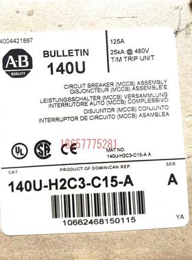 AB 140UH2 140UH2C3C15/C30/50/100 140UH2C3C15A 断路器询