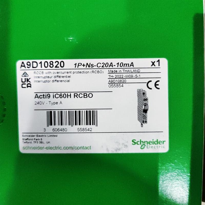 施耐德 A9D10820  1P-NS-C20A-100mA  iC60H  RCBO