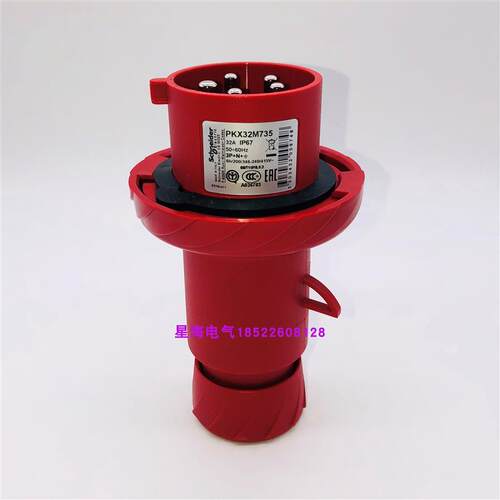 现货PKF32G435工业插座380.415V, 32A,  E, IP44, 红色