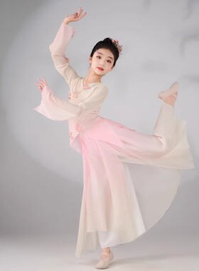 儿童古典舞演出服透气飘逸专业女童舞蹈服中国舞身韵考级练功纱衣