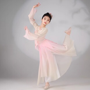 儿童古典舞演出服透气飘逸专业女童舞蹈服中国舞身韵考级练功纱衣