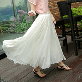 垂感雪纺半身裙中长款 春秋百搭高腰A字540度大摆拖地舞蹈长裙