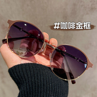 冲量特惠2026新款 复古圆形太阳眼镜女防紫外线高级感显瘦偏光墨镜