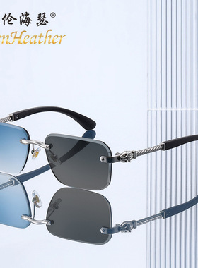 2026新款无框豹子头太阳镜感光变色防紫外线墨镜跨境INS风平光镜