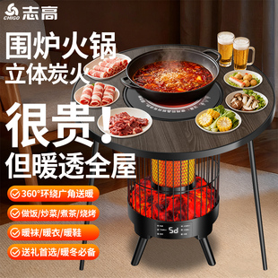 志高围炉煮茶室内家用多功能语音烤火炉冬日围聚炉子烧烤炉电烤炉