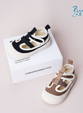 巴托童鞋 春夏新品 软底防滑轻吸汗透气潮流 韩版凉鞋布鞋24065