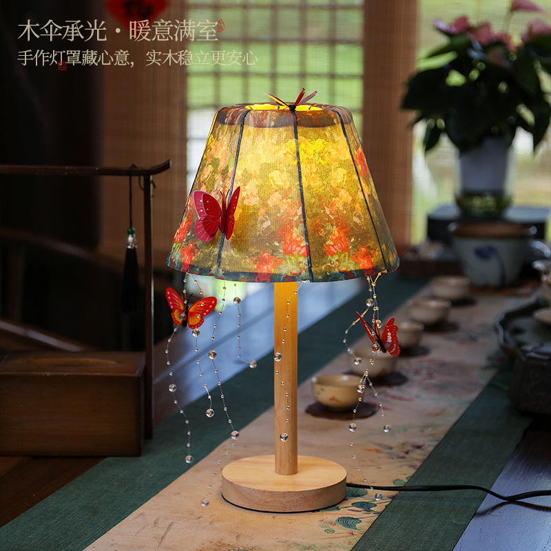 复古宋代美学装饰油画台灯卧室床头氛围灯客厅布置生日礼物送女生图片