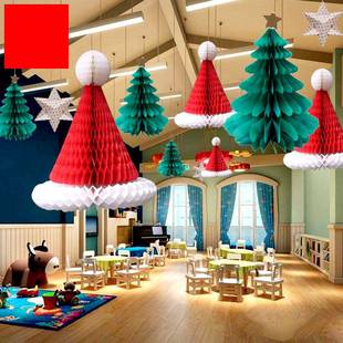 2026年圣诞节装饰挂件纸圣诞帽老人雪人吊饰吊顶挂饰前台氛围布置