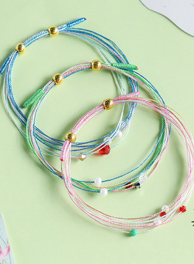 端午节五彩绳手链手工编织红绳儿童五彩纳吉祈福非遗手作女生礼物